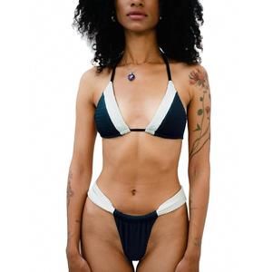 NEW GIGIZARA lunar petal v-cut bikini bottom night flower elegance in black